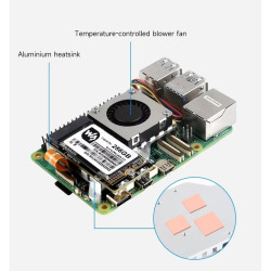 Waveshare Raspberry PI 5 PCIe to M.2 HAT Board (E) for SSD NVME 2242 / 2230 Integrated with Active Cooler Fan